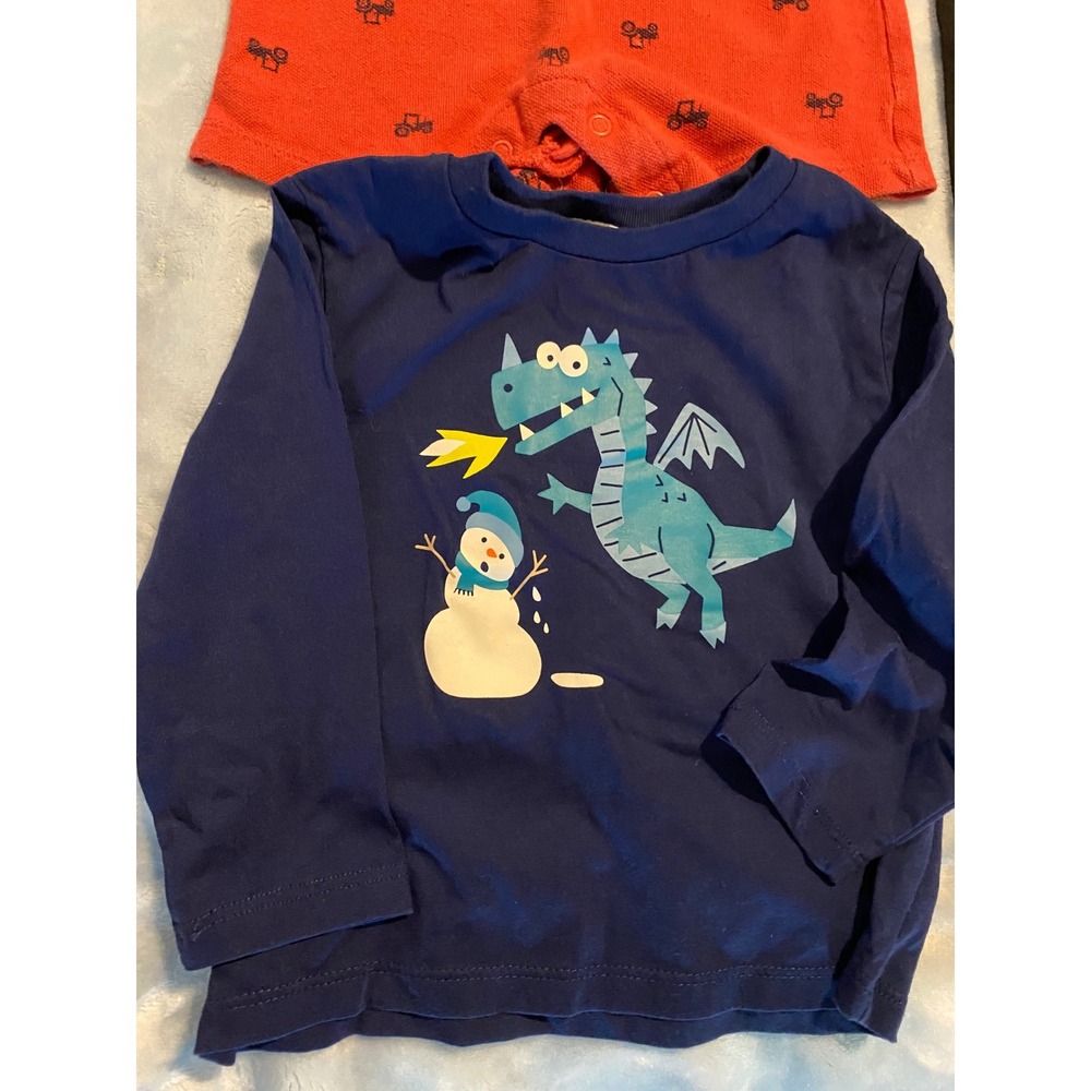 Carter's Baby Gap 18M Boy Bundle 5pc Rompers Bodysuit Gingham Shirt Dragon Dino - Picture 5 of 8